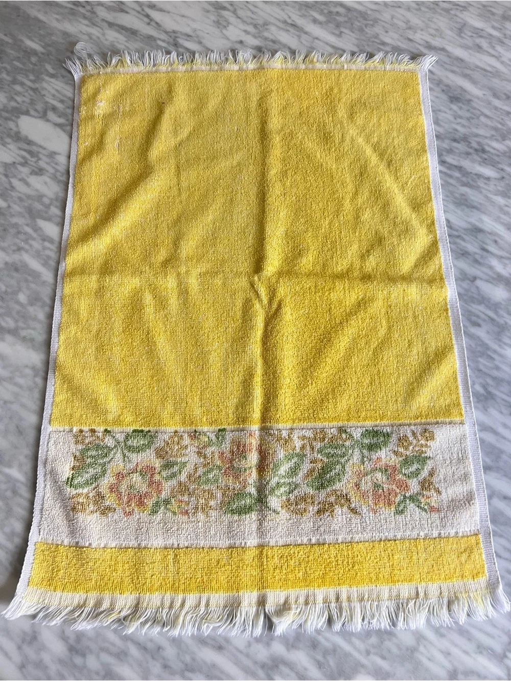 Vintage Yellow Floral Border Hand Towel